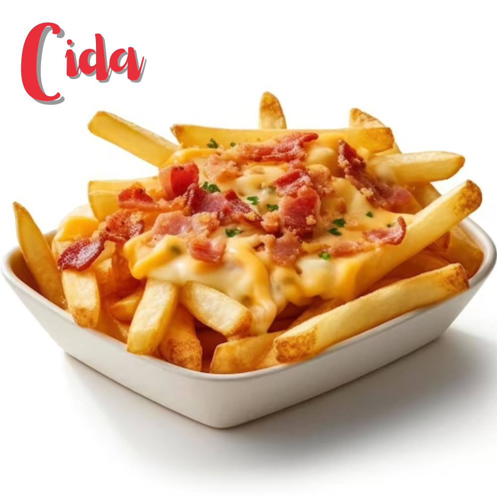 cód. 65 Batata com cheddar, bacon e mussarela